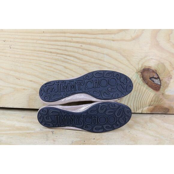 Jimmy Choo Ballet Flats 39 Leather Whirl Glitter Metallic 8.5 Toe Cap Italy - Picture 8 of 8